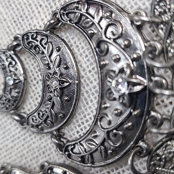 Vintage silver tone, big size leaves, details earrings - Picture 5 of 8